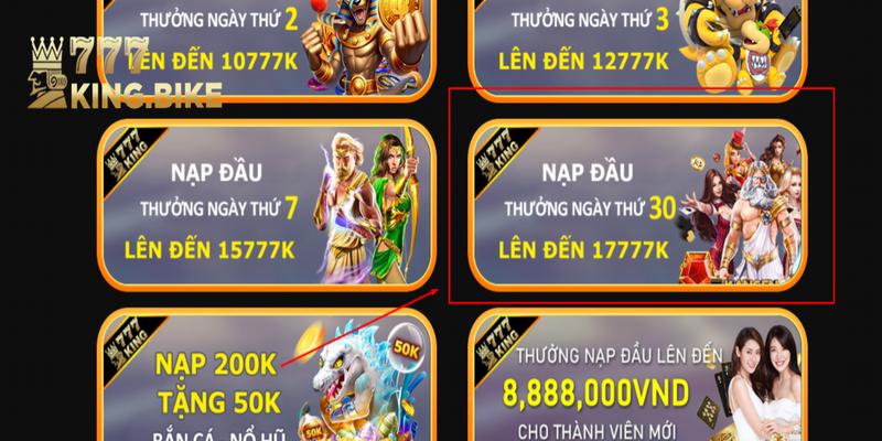 Thông tin cơ bản sự kiện "777King thưởng nạp ngày 30 17777k”